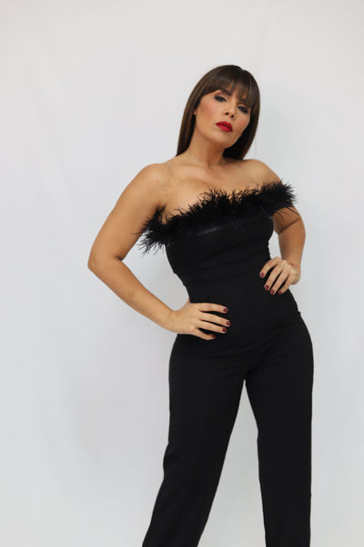 FURRY BLACK JUMPSUIT